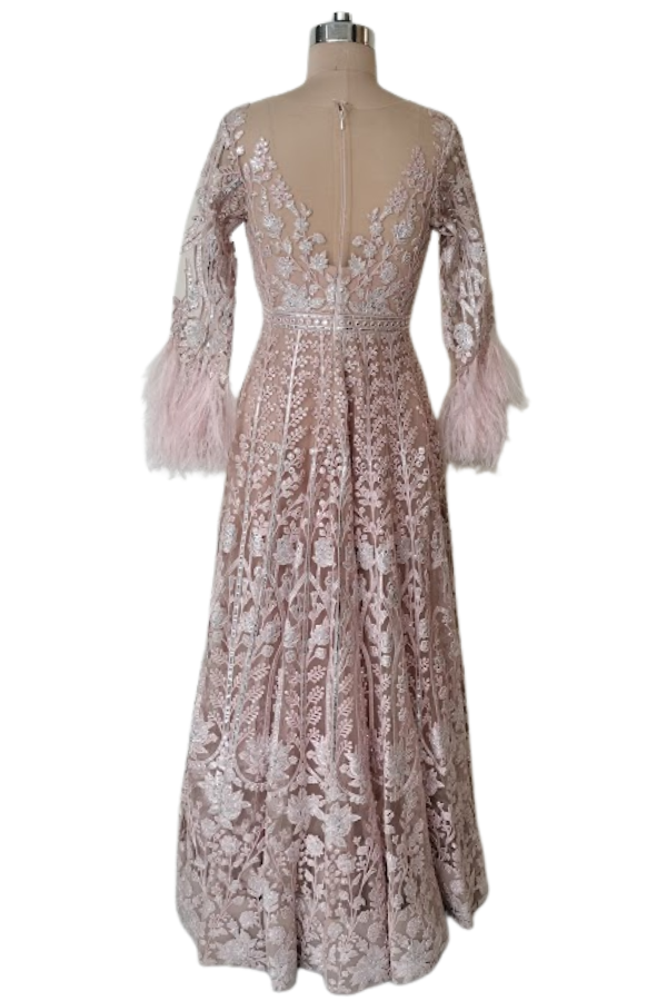 Falguni Shane Peacock Blush Pink Embroidered Gown Set