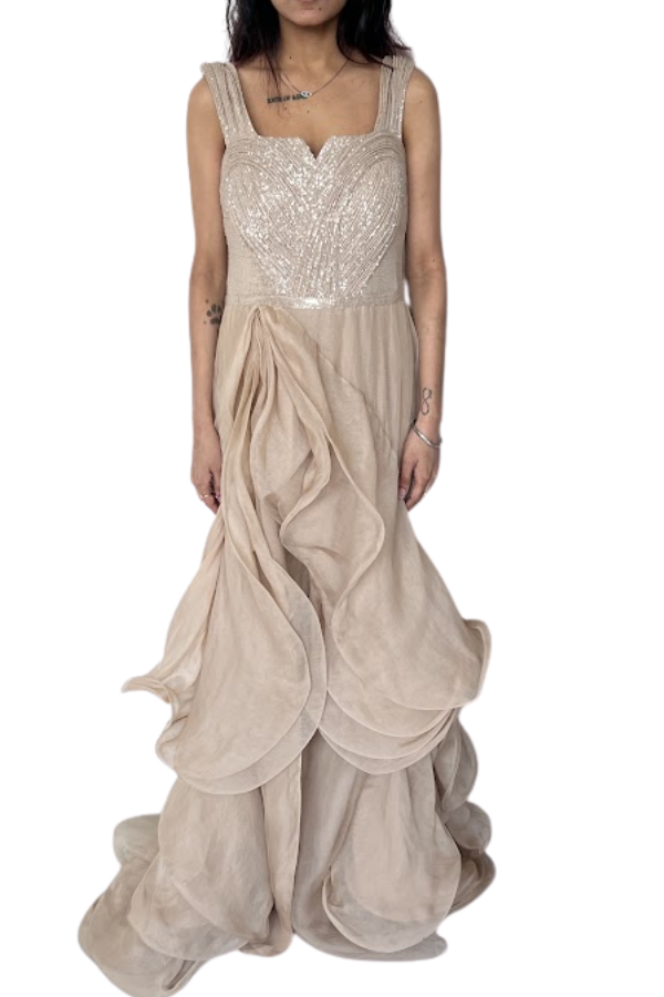 Gaurav Gupta Champagne Embellished Gown