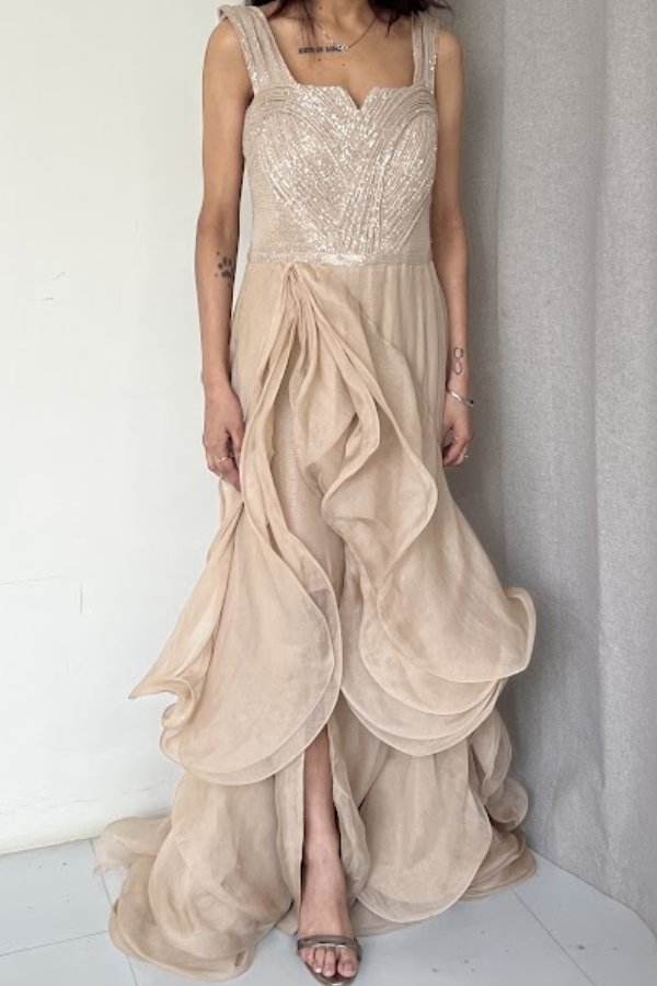Gaurav Gupta Champagne Embellished Gown