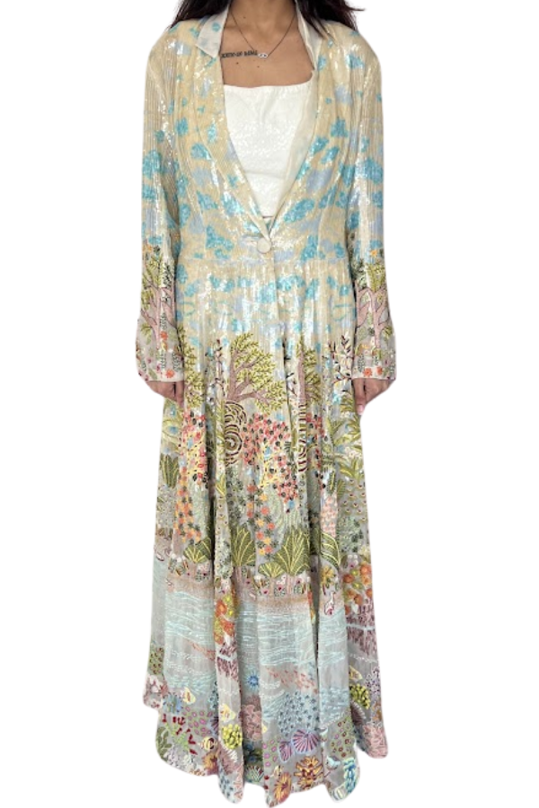 Rahul Mishra Embellished Co-ord Set with Printed Long Jacket
