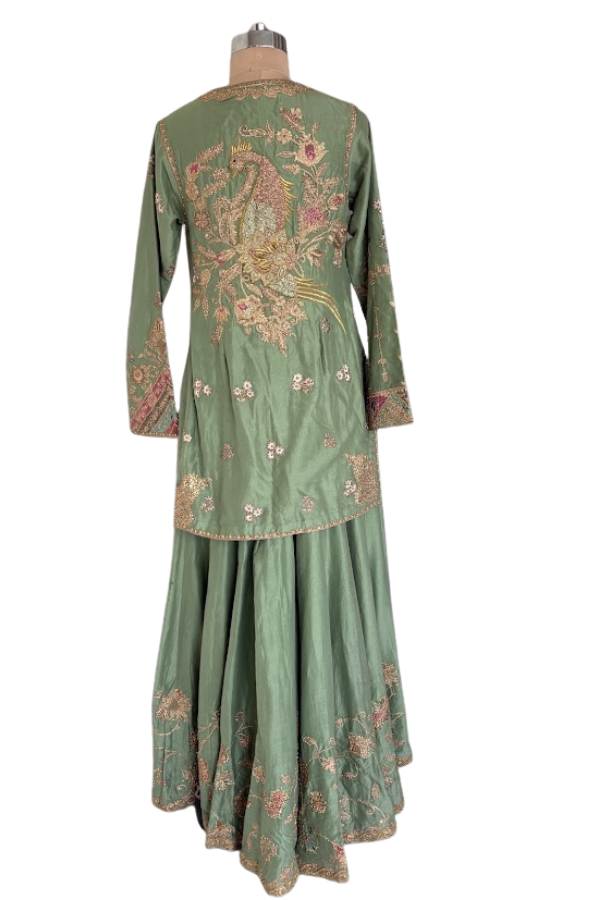 Rimple & Harpreet Green Embroidered Sharara Set
