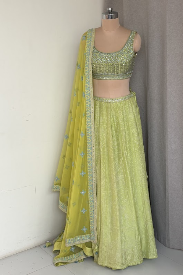 Anita Dongre Lime Green Embellished Lehenga Set