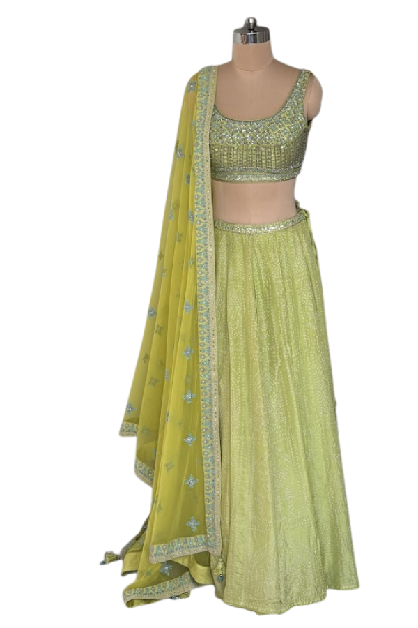 Anita Dongre Lime Green Embellished Lehenga Set