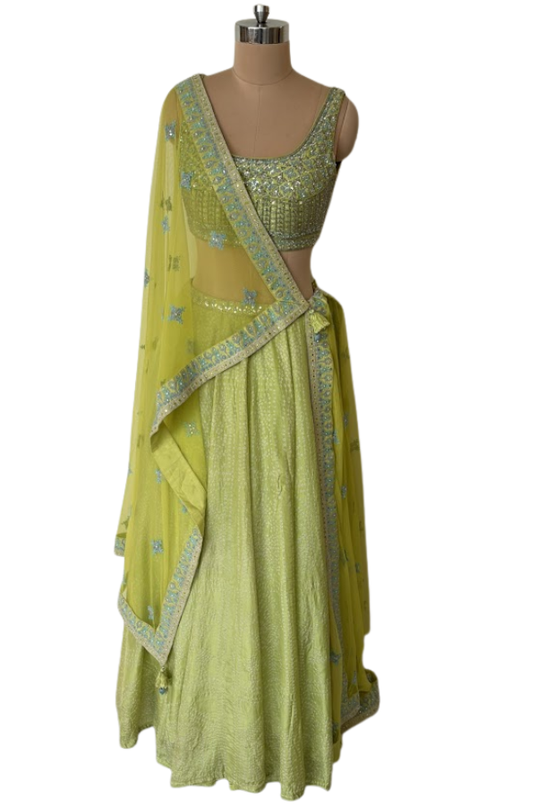 Anita Dongre Lime Green Embellished Lehenga Set