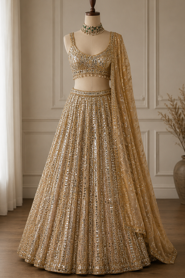 Seema Gujral Gold Embroidered Lehenga Set