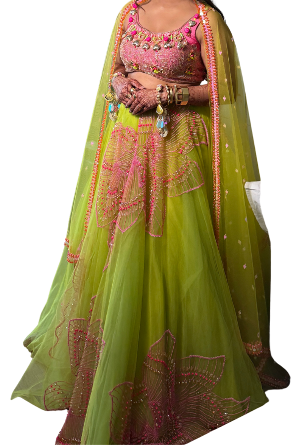 Papa Don’t Preach Lime Green Embellished Lehenga Set