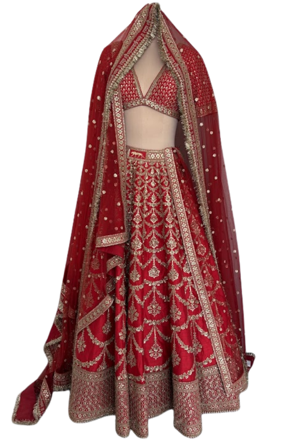 Sabyasachi Red  Embroidered Bridal Lehenga Set