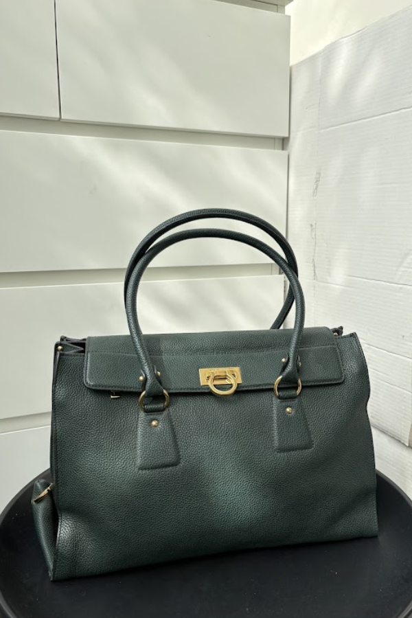 Salvatore Ferragamo Green Leather Satchel