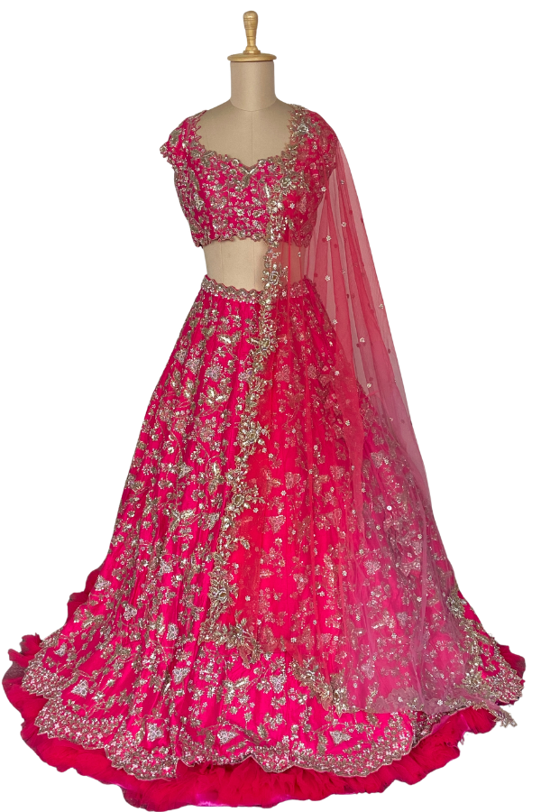 Anushree Reddy Fuchsia Pink Embellished Bridal Lehenga Set