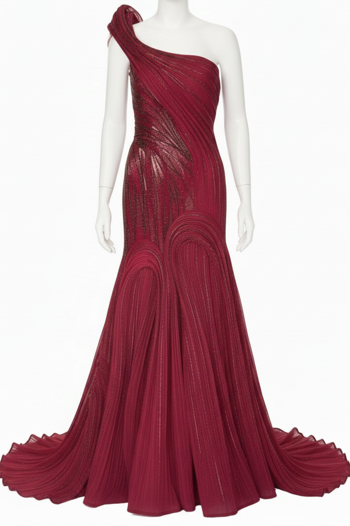 Gaurav Gupta Crimson Sculpted Gown
