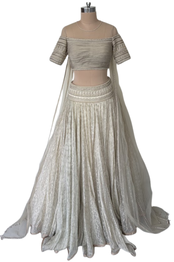 Tarun Tahiliani Ivory Embroidered Lehenga Set