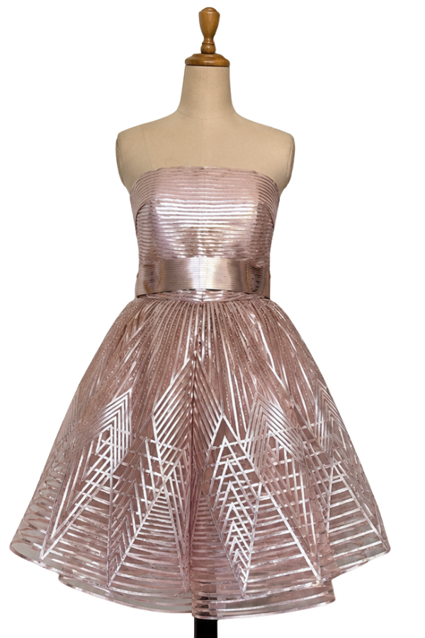 Amit Aggarwal Blush Pink Sculpted Cocktail Dress
