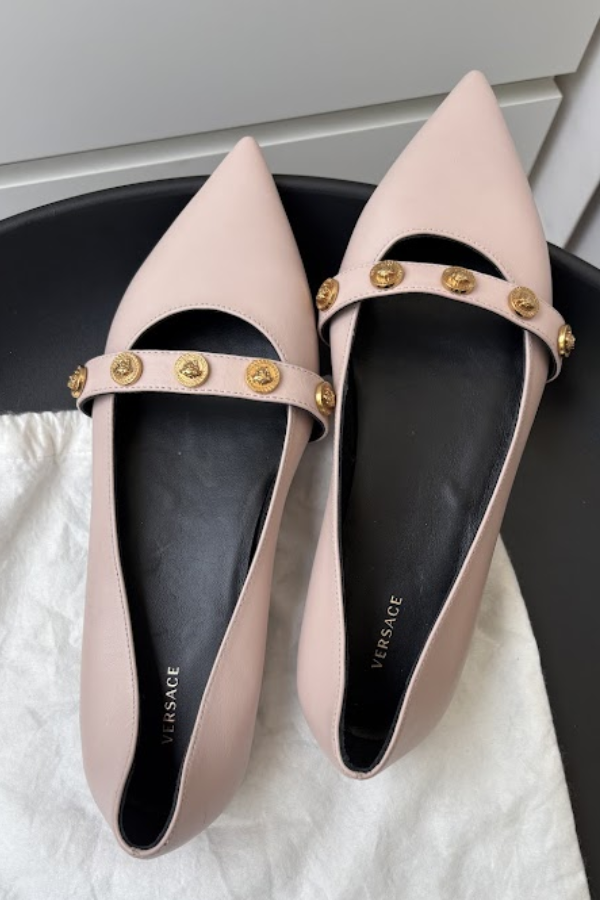 Versace Women's Metal Medusa Studs Ballet Flats Size 37