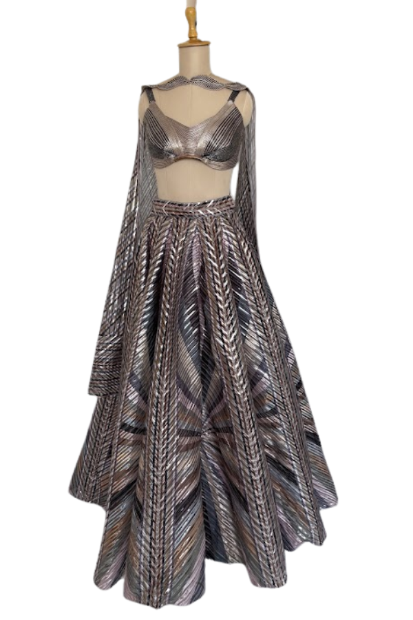 Amit Aggarwal Metallic Lehenga Set