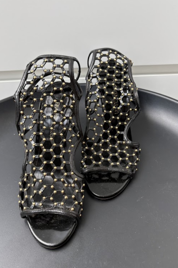 Tamara Mellon Black Submission Studded Sandals Size 37