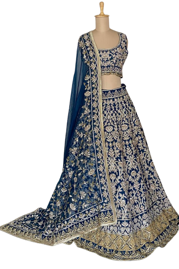 Manish Malhotra Midnight Blue Couture Bridal Lehenga Set