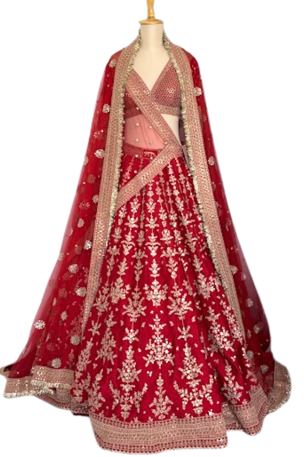 Sabyasachi Red Hand-Embroidered Bridal Lehenga Set