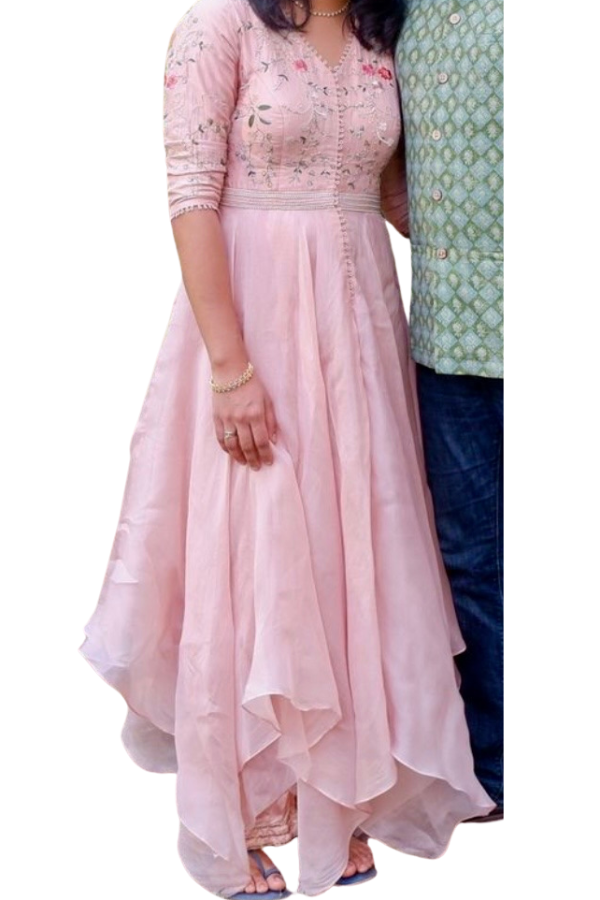 Anushree Reddy Blush Pink Embroidered Kurta