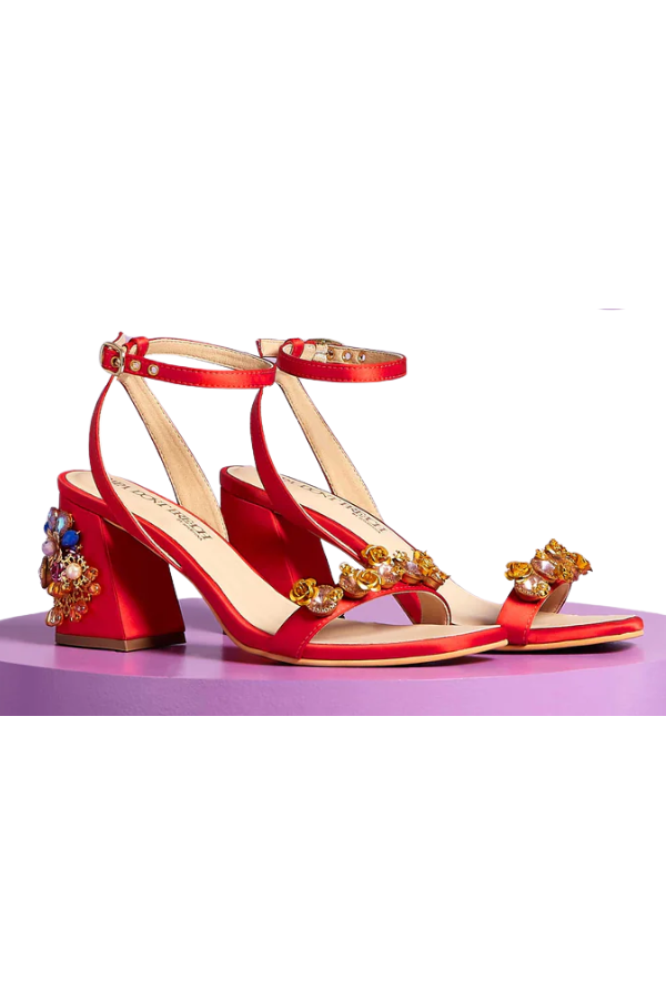 Papa Don't Preach Flaming Katy Embroidered Block Heels Size 40