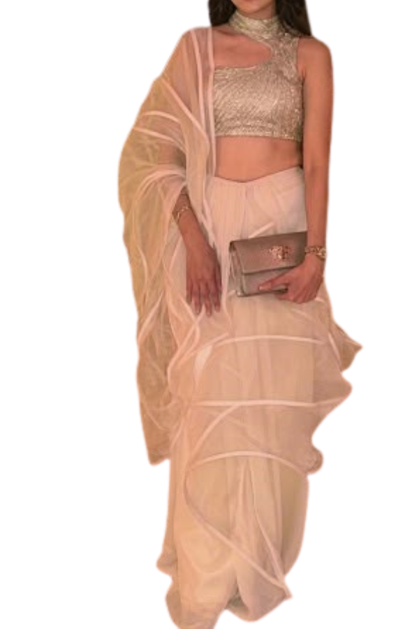 Gaurav Gupta Ivory Sculpted Saree