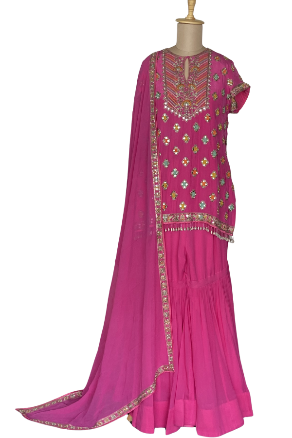 Arpita Mehta Pink Embellished Sharara Set
