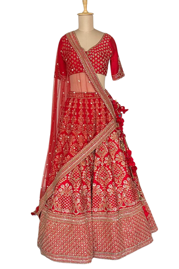 Sabyasachi Red Embroidered Lehenga Set