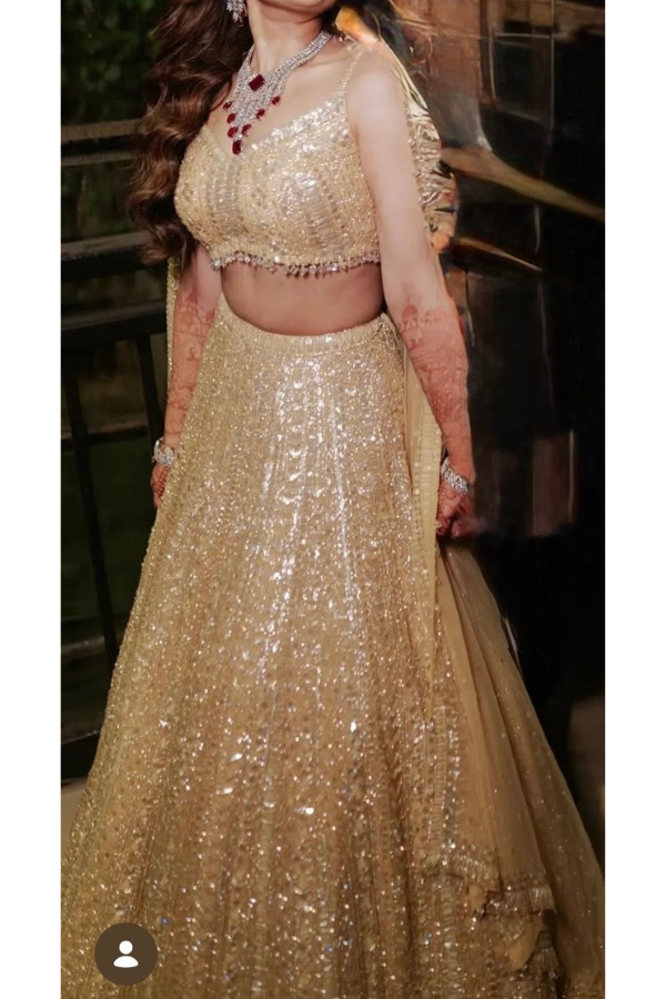 Seema Gujral Champagne Gold Embellished Lehenga Set