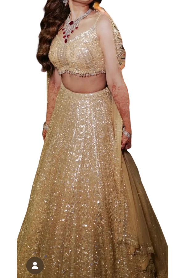 Seema Gujral Champagne Gold Embellished Lehenga Set