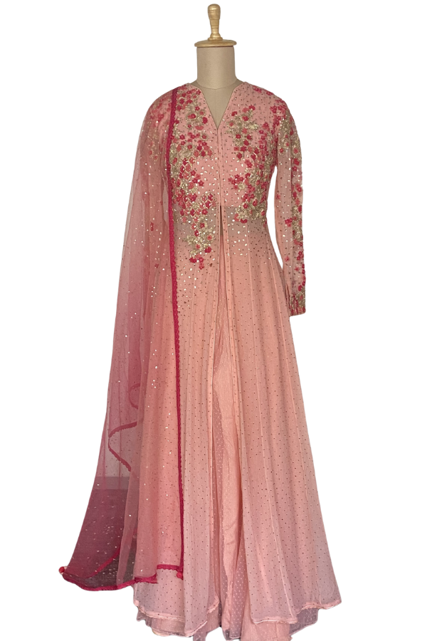 Dolly J Blush Pink Embellished Anarkali  with Dupatta