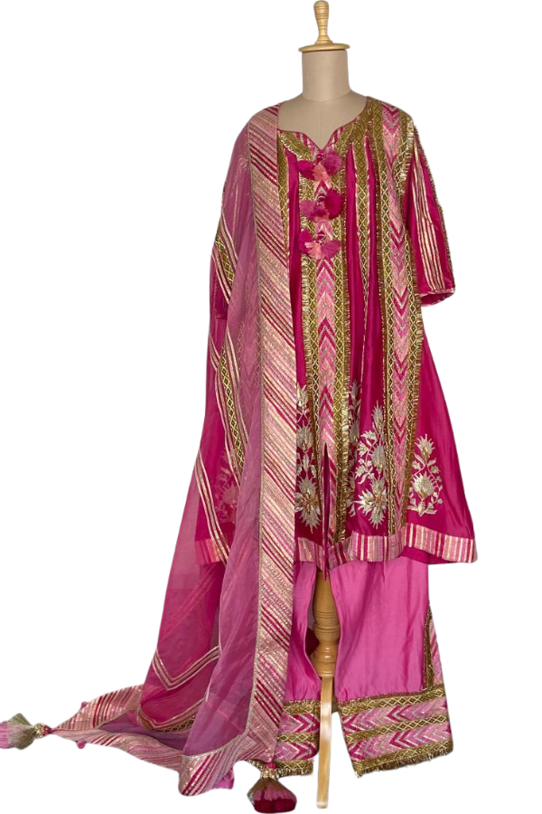 Simar Dugal Pink Embroidered Suit Set