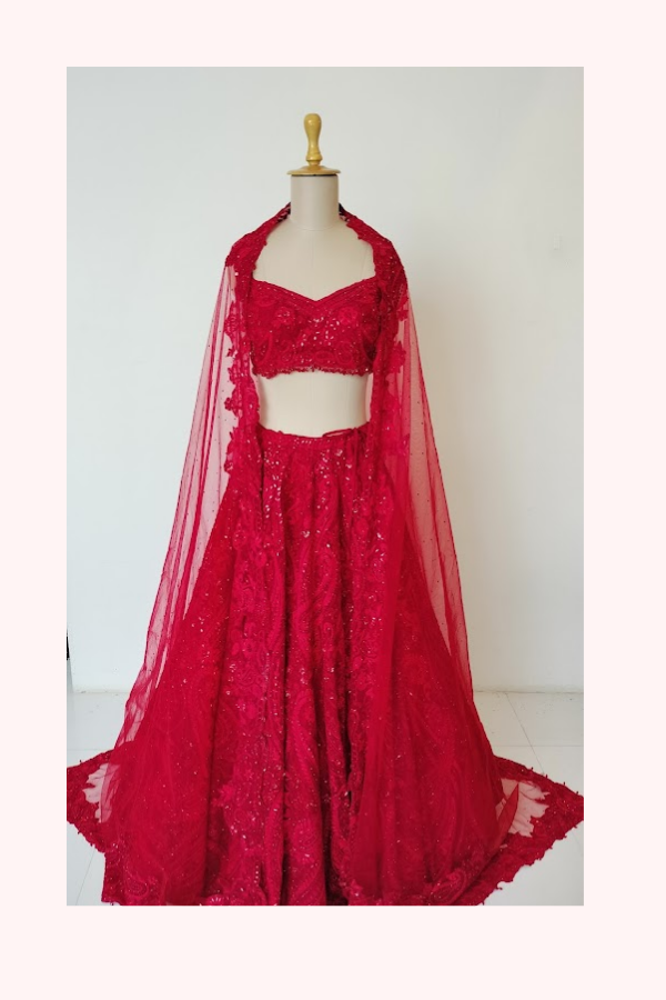 Seema Gujral Red Embellished Lehenga Set