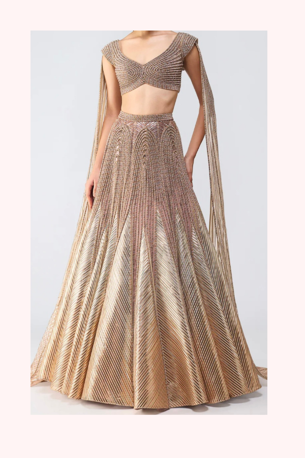 Amit Aggarwal Crystalvein Top And Skirt Set