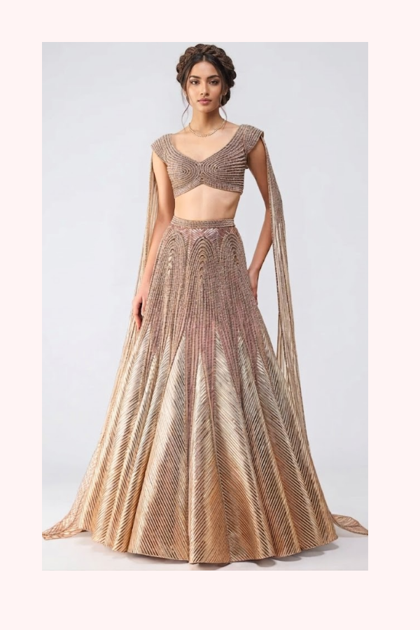 Amit Aggarwal Crystalvein Top And Skirt Set