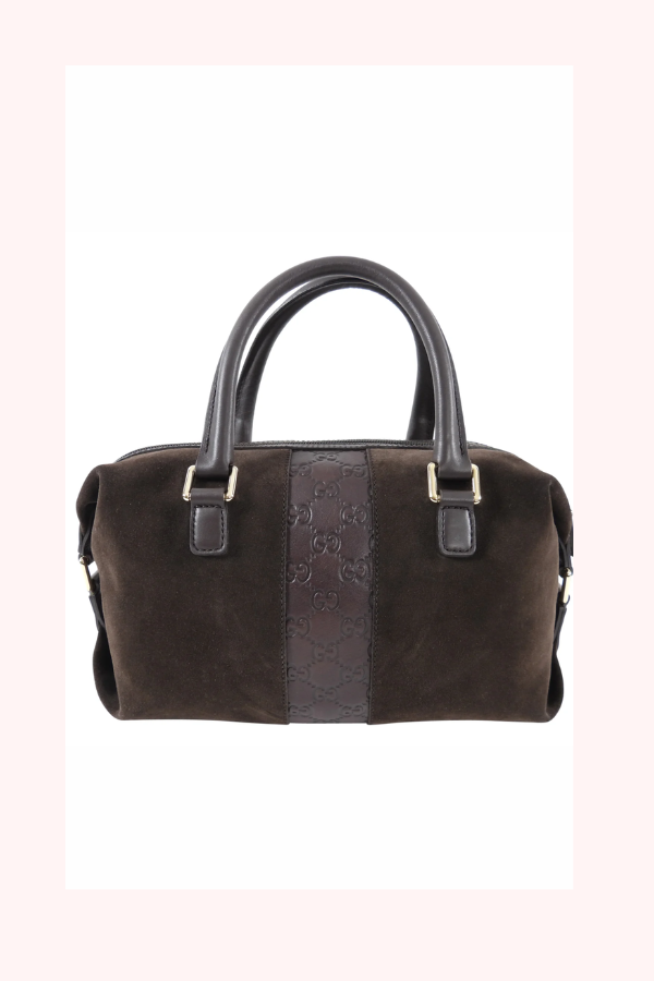Gucci Suede Guccissima Boston Bag