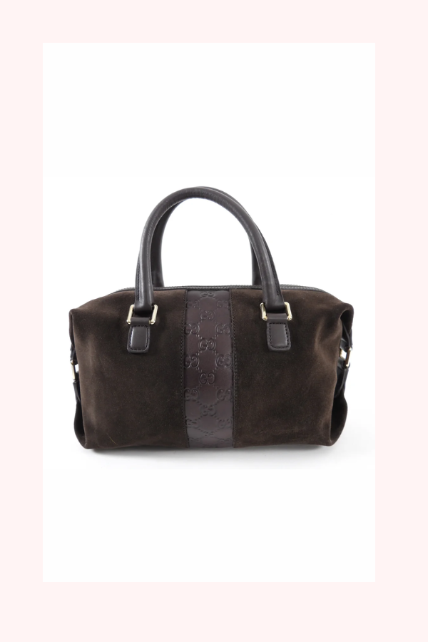 Gucci Suede Guccissima Boston Bag