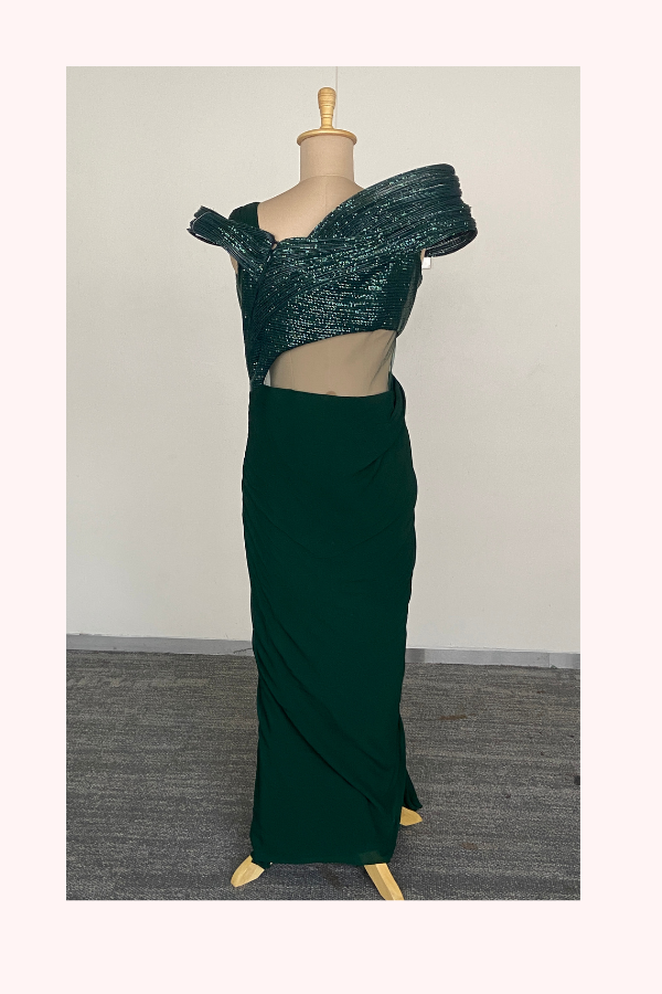 Gaurav Gupta Emerald Green Draped Gown