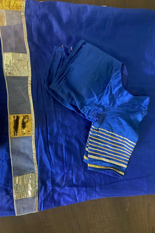 Gulabo By Abu Sandeep Royal Blue Chanderi Silk Gota Saree