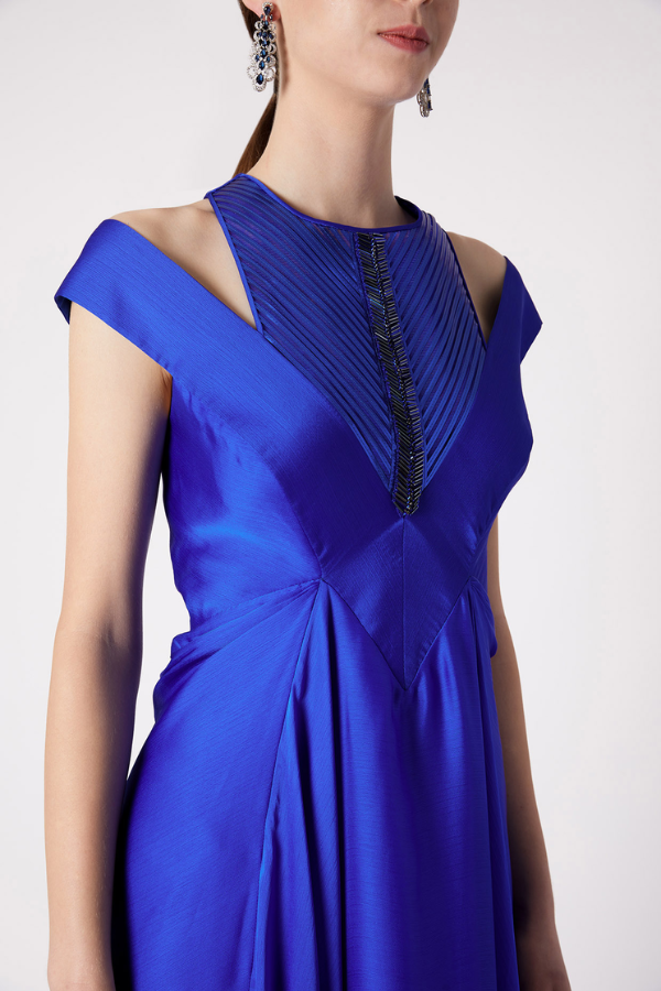 Amit Aggarwal Blue Embroidered Gown