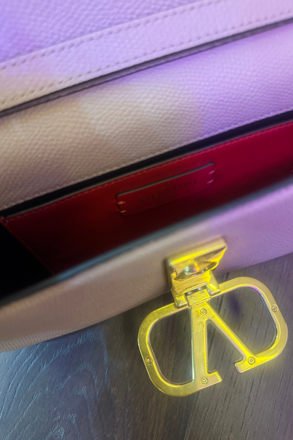 Valentino Rose Quartz Leather V Sling Shoulder Bag