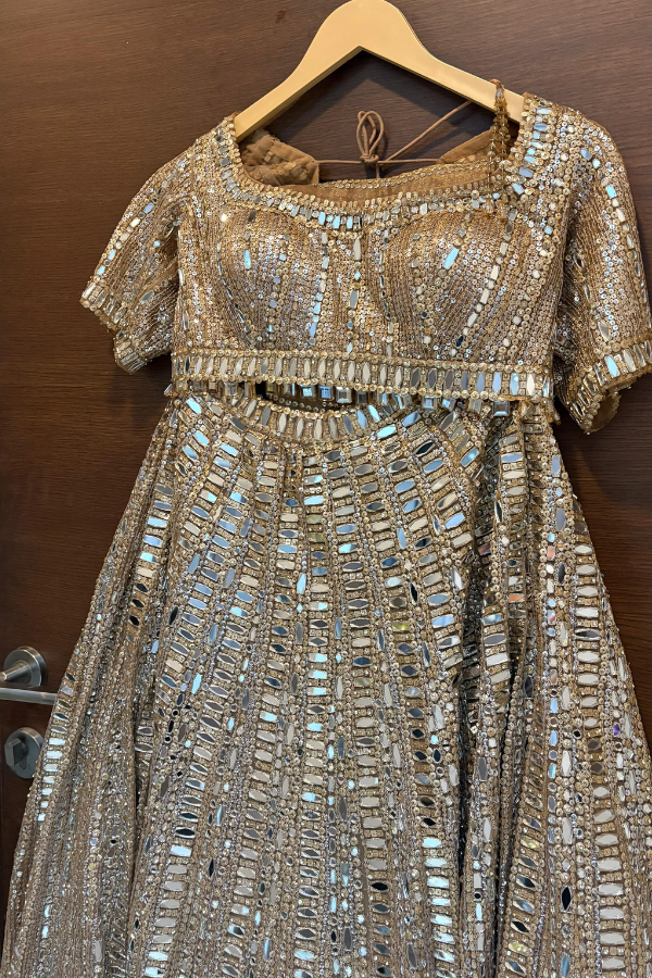 Seema Gujral Gold Lehenga Set