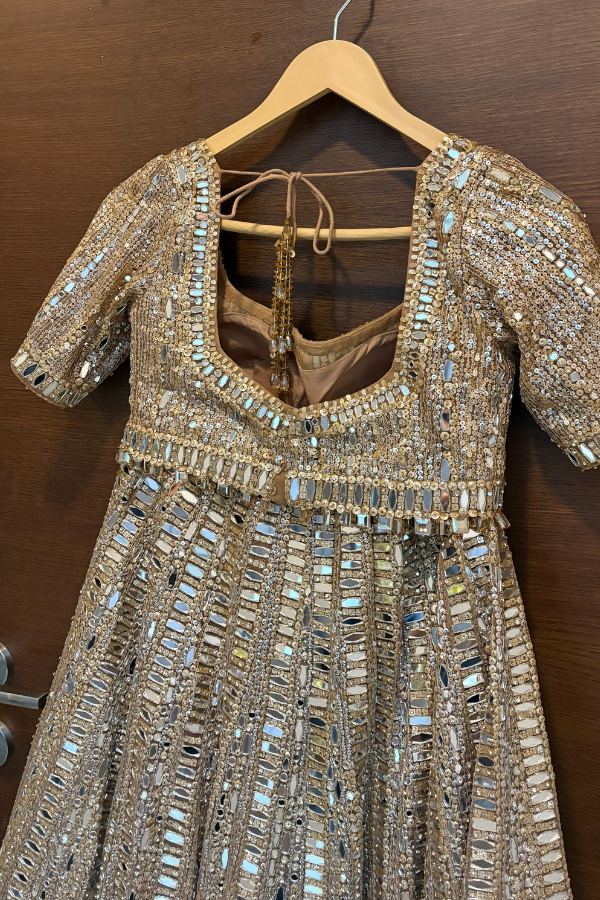 Seema Gujral Gold Lehenga Set