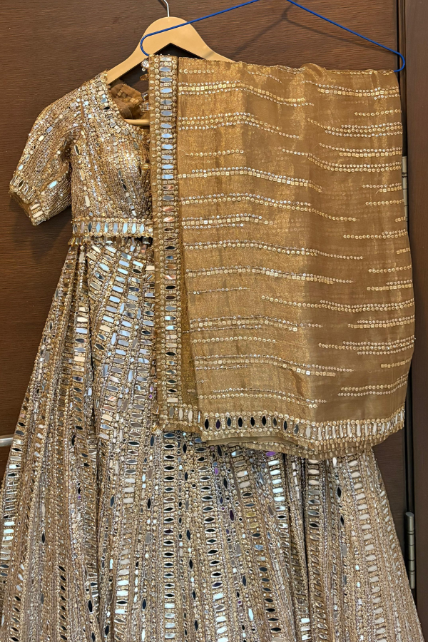 Seema Gujral Gold Lehenga Set