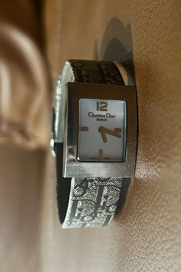 Christian Dior Silver Stainless Steel Leather Malice Women's