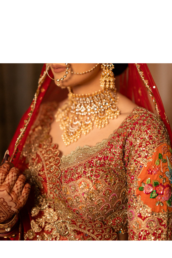 Rimple & Harpreet Deep Red Cornucopia Lehenga Set