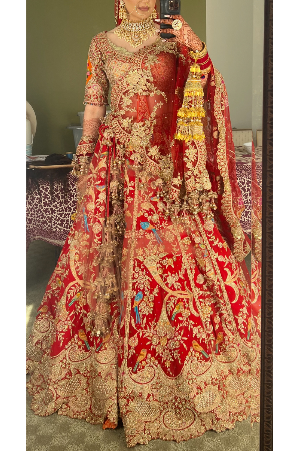 Rimple & Harpreet Deep Red Cornucopia Lehenga Set