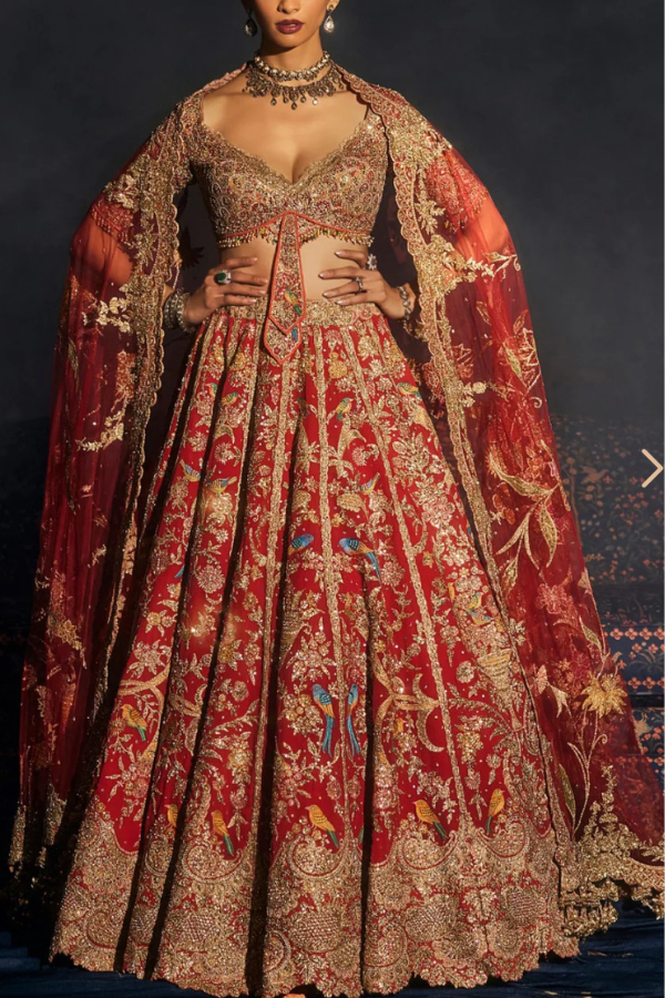 Rimple & Harpreet Deep Red Cornucopia Lehenga Set