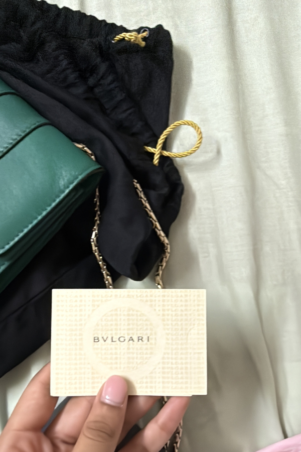 Bvlgari Green Leather Serpenti Forever Shoulder Bag