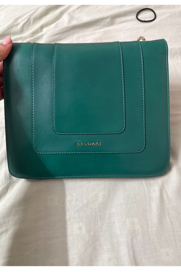 Bvlgari Green Leather Serpenti Forever Shoulder Bag