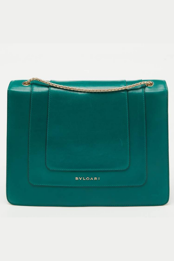 Bvlgari Green Leather Serpenti Forever Shoulder Bag