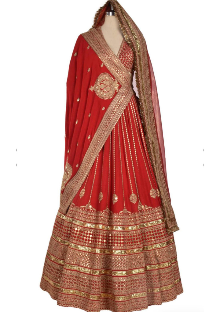 Red Sabyasachi Banarasi Bridal Lehenga